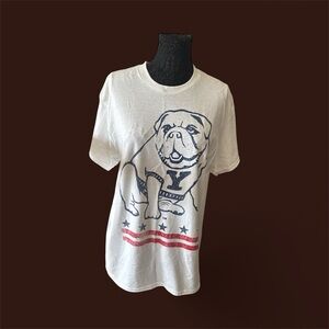 Bulldog Dog T-Shirt - White size L